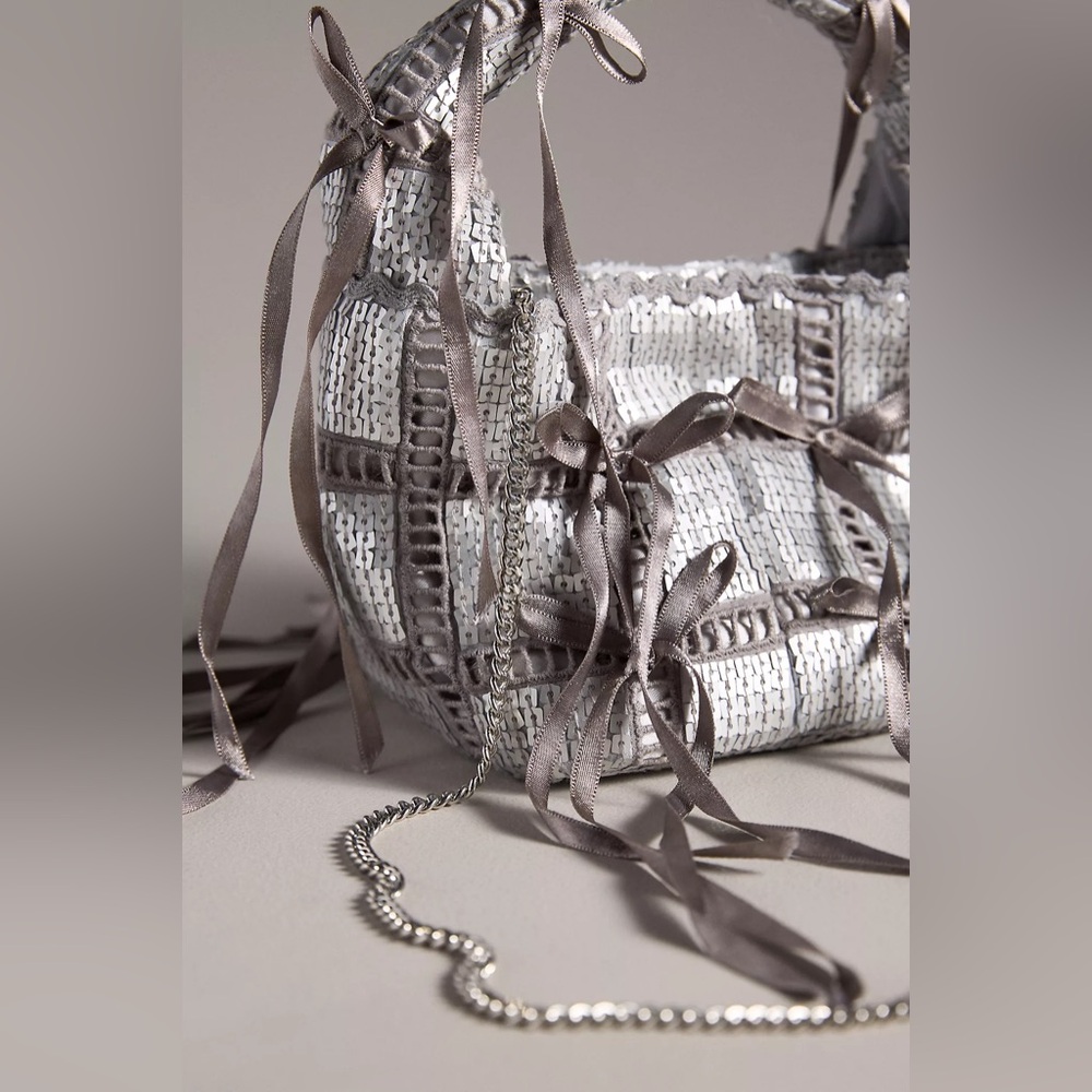 Anthropologie Bow Tassel Mini Tote Bag - Picture 3 of 4